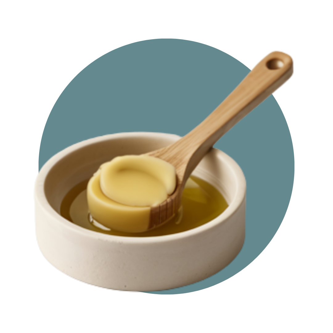 Close-up of raw honey and clean, natural ingredients used in Jwaenn's formula.